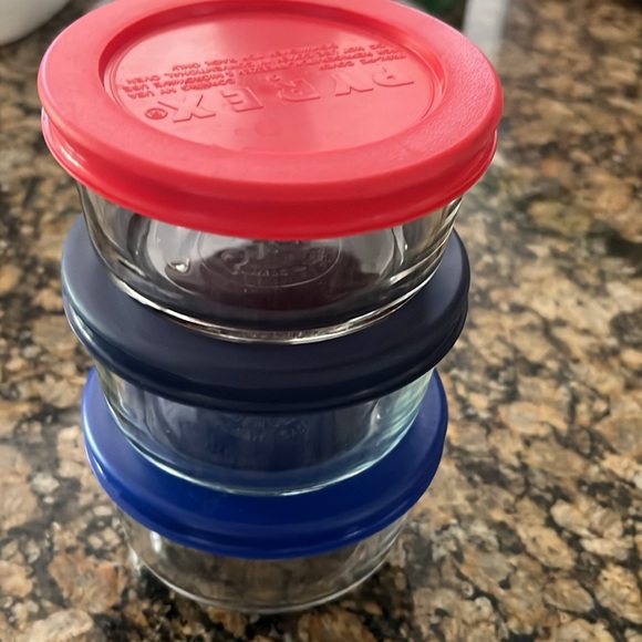 Pyrex one cup glass containers with lid Set of 3 - Picture 2 of 2